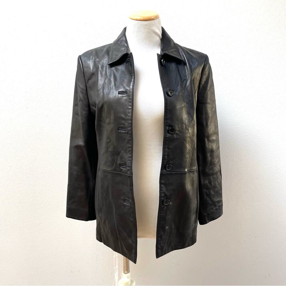 Vintage 100% Leather Petite Sophisticate Jacket in Black Women's Small P $250